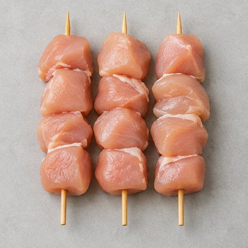 Imagem ilustrativa de espeto temperado de peito de frango, criada por IA